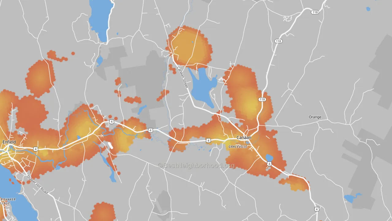Bike Grade map of Canaan, NH