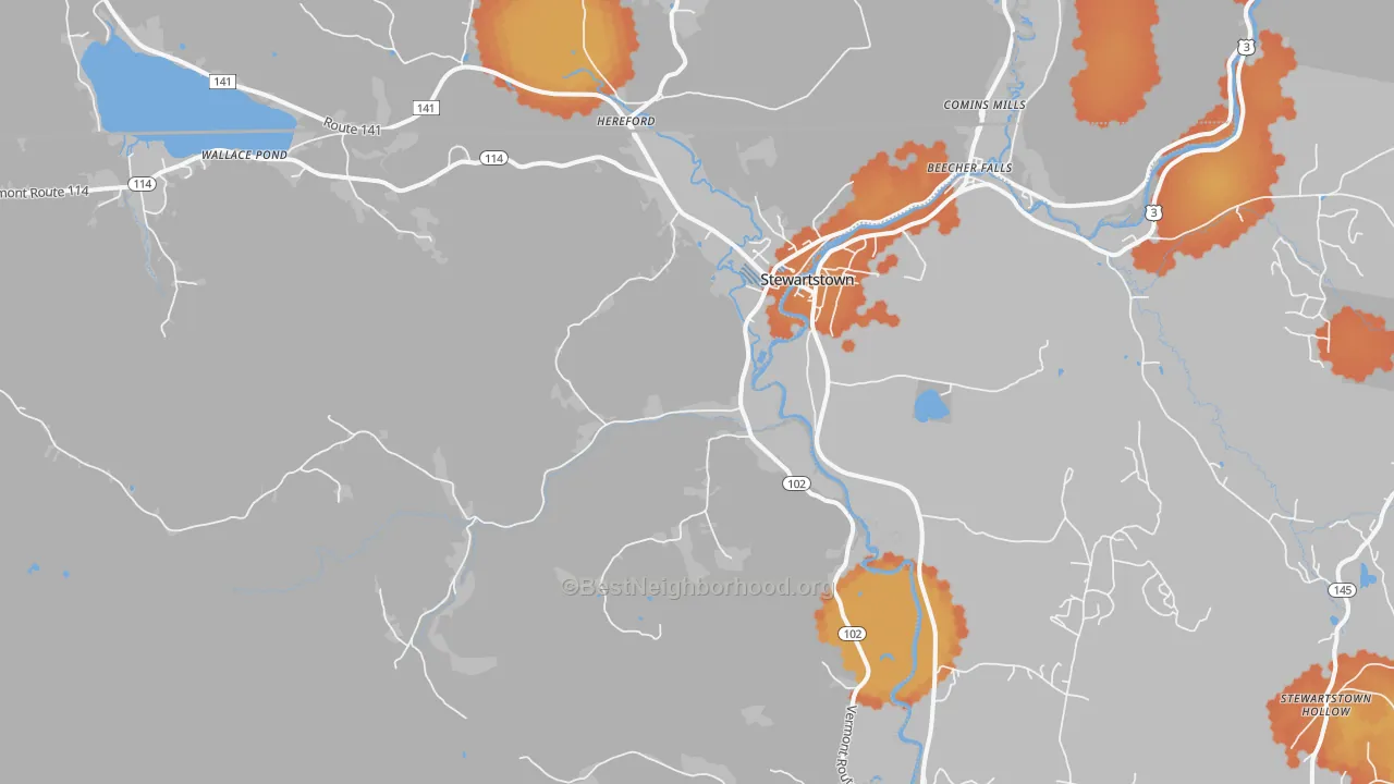 Bike Grade map of Canaan, VT