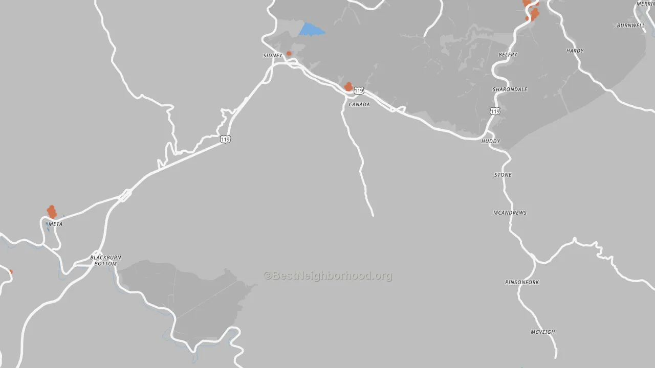 Bike Grade map of Canada, KY