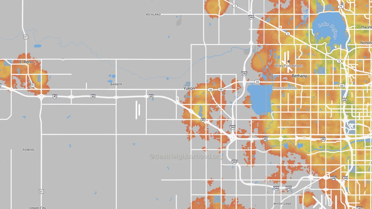 Bike Grade map of Canadian County, OK