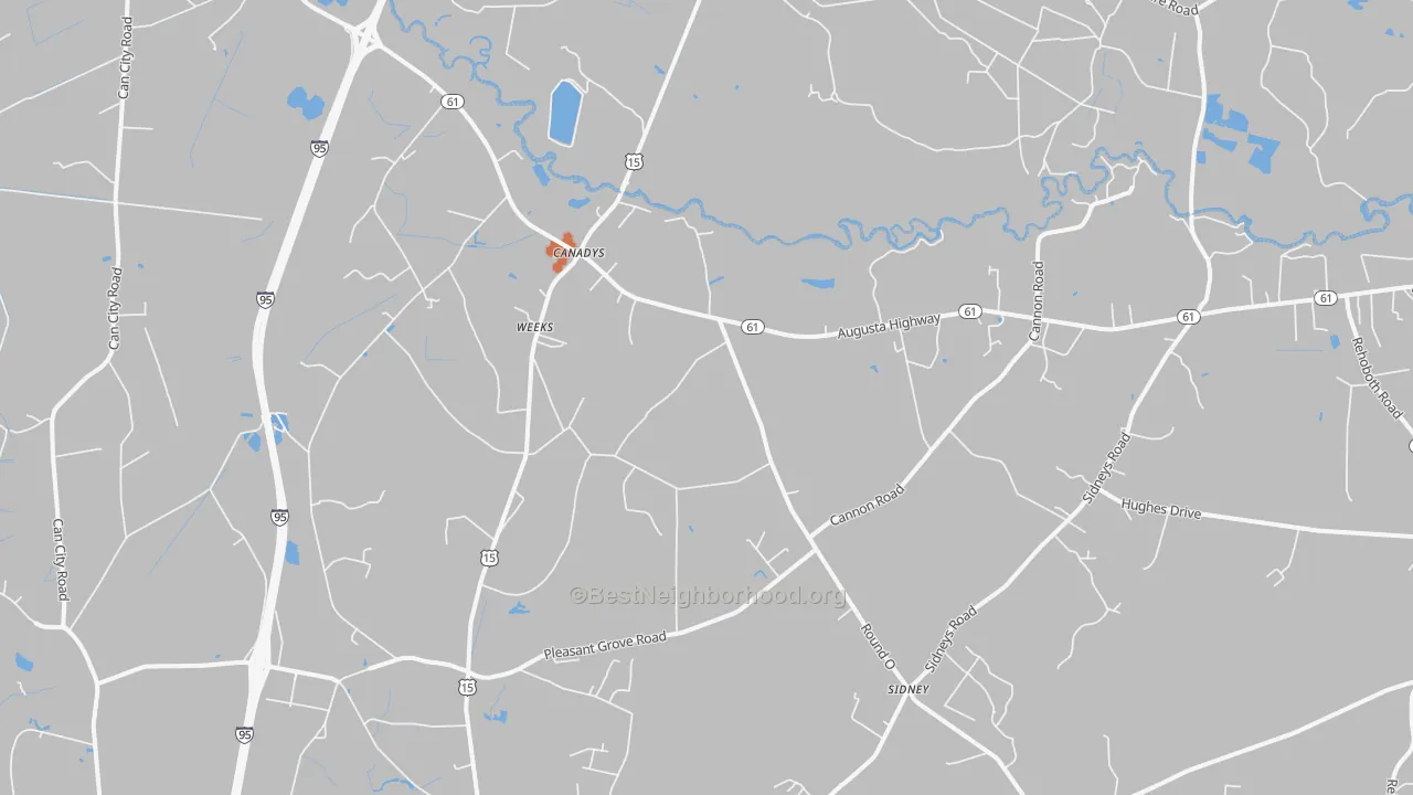 Bike Grade map of Canadys, SC