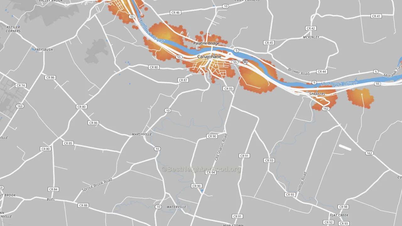 Bike Grade map of Canajoharie, NY