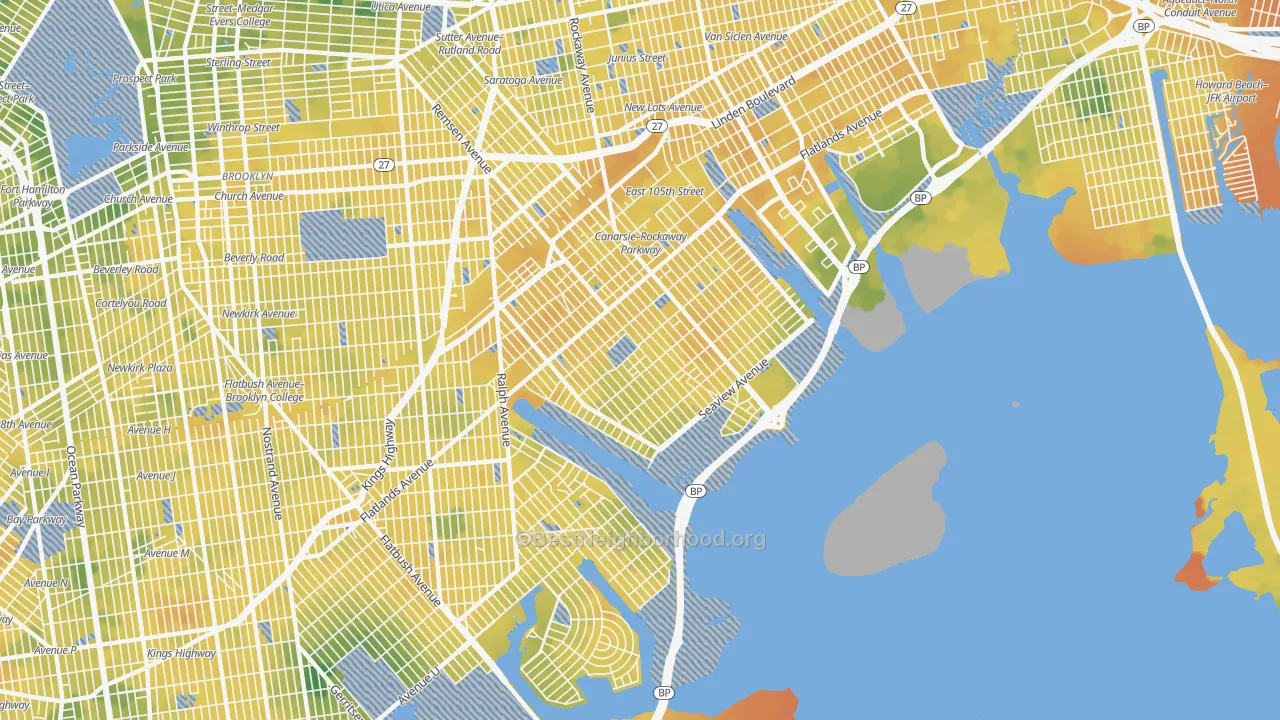 Bike Grade map of Canarsie, Brooklyn, NY