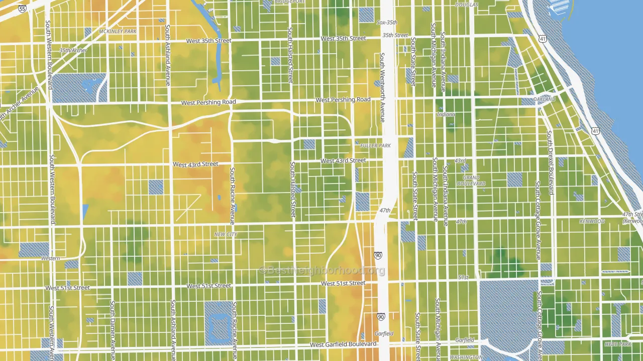 Bike Grade map of Canaryville, Chicago, IL