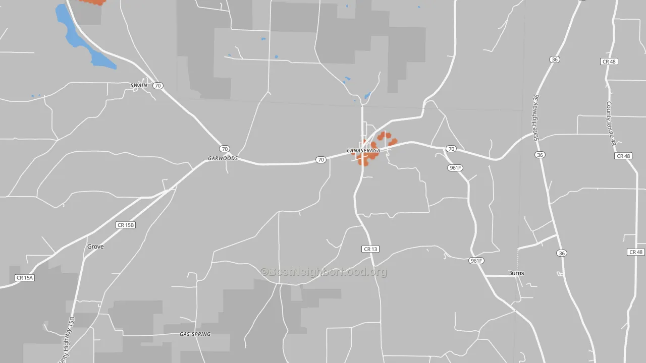 Bike Grade map of Canaseraga, NY