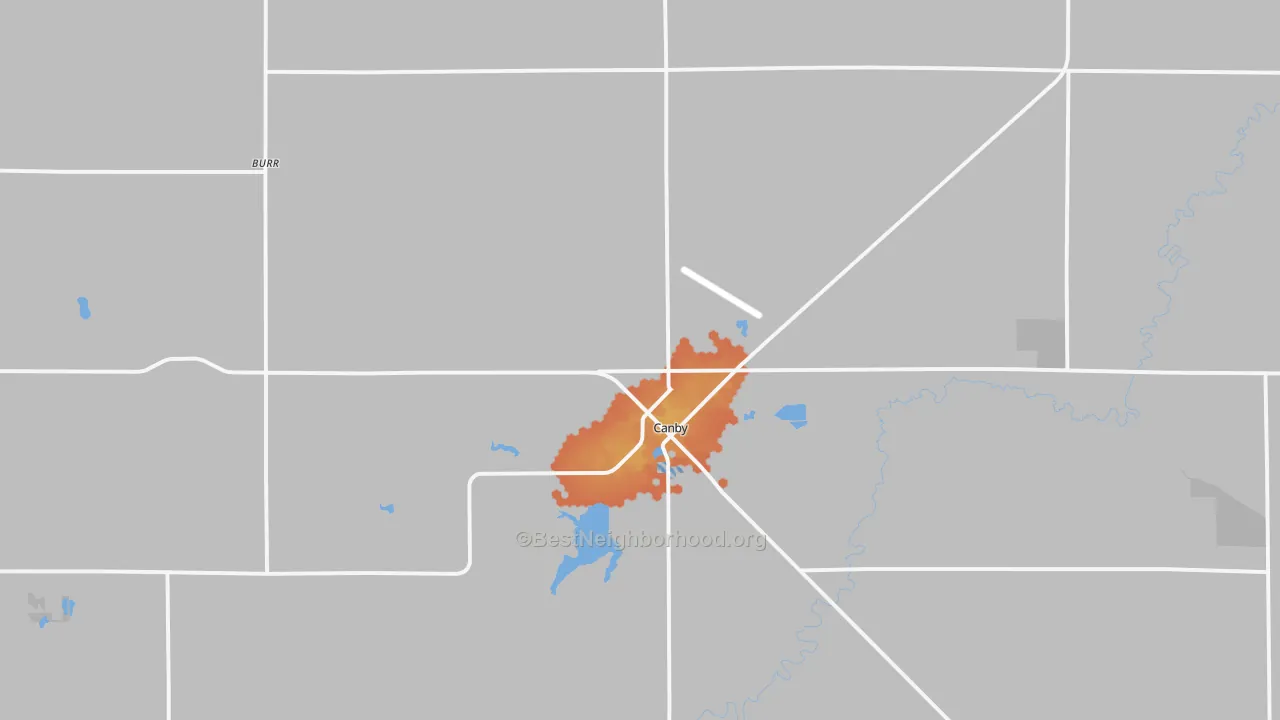 Bike Grade map of Canby, MN