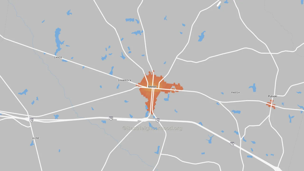 Bike Grade map of Candler County, GA