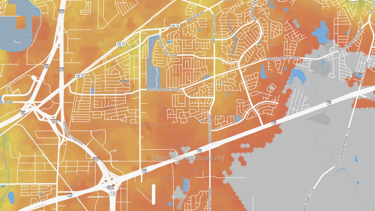 Bike Grade map of Candlewood Park, San Antonio, TX