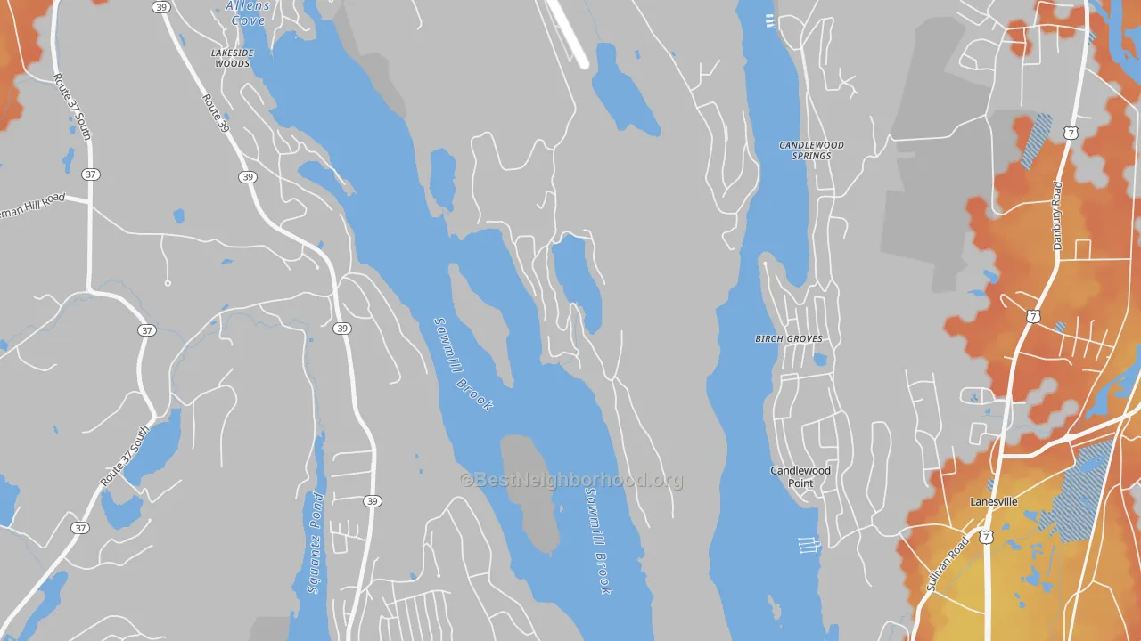 Bike Grade map of Candlewood Point, CT
