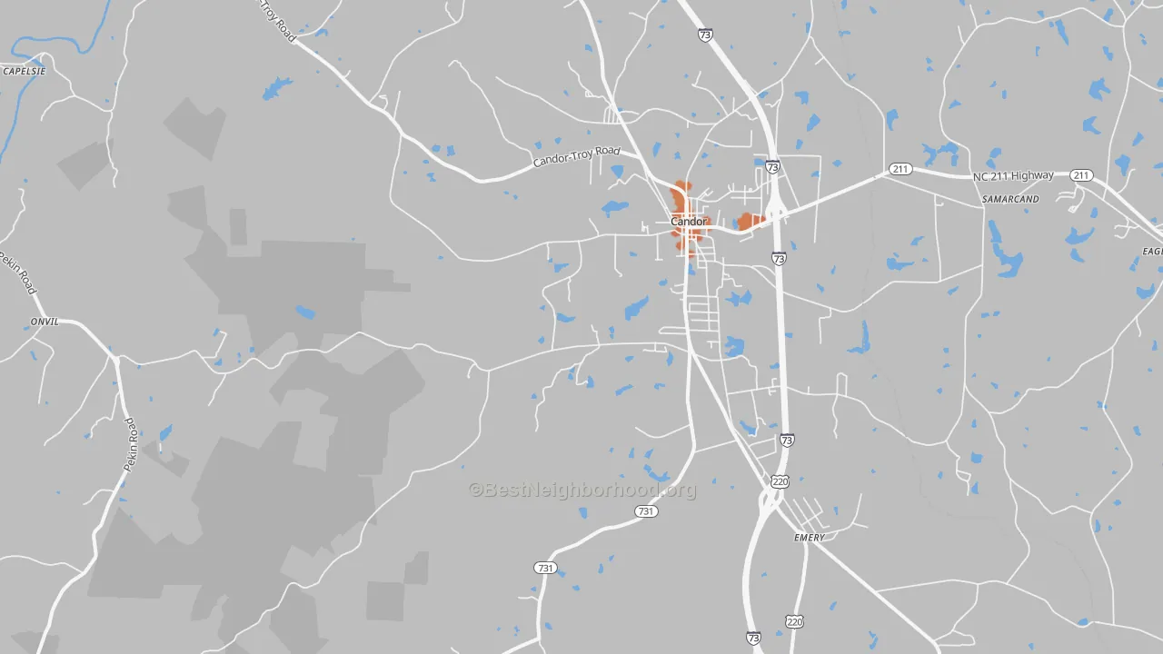 Bike Grade map of Candor, NC
