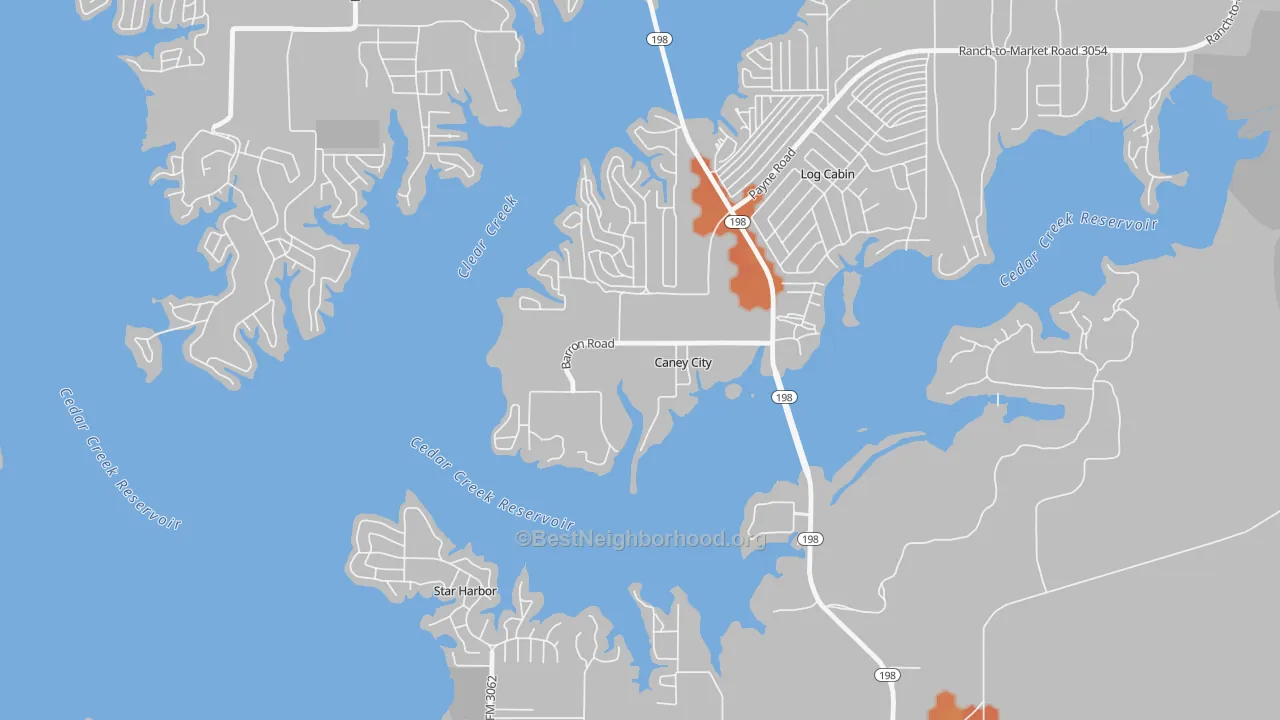 Bike Grade map of Caney City, TX