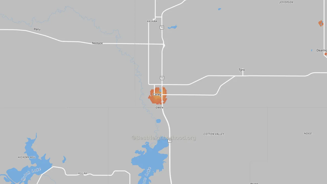Bike Grade map of Caney, KS