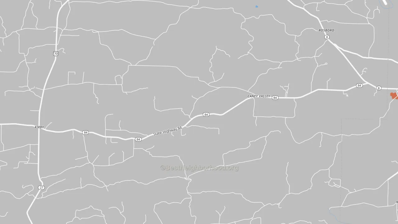 Bike Grade map of Caney Valley, AR