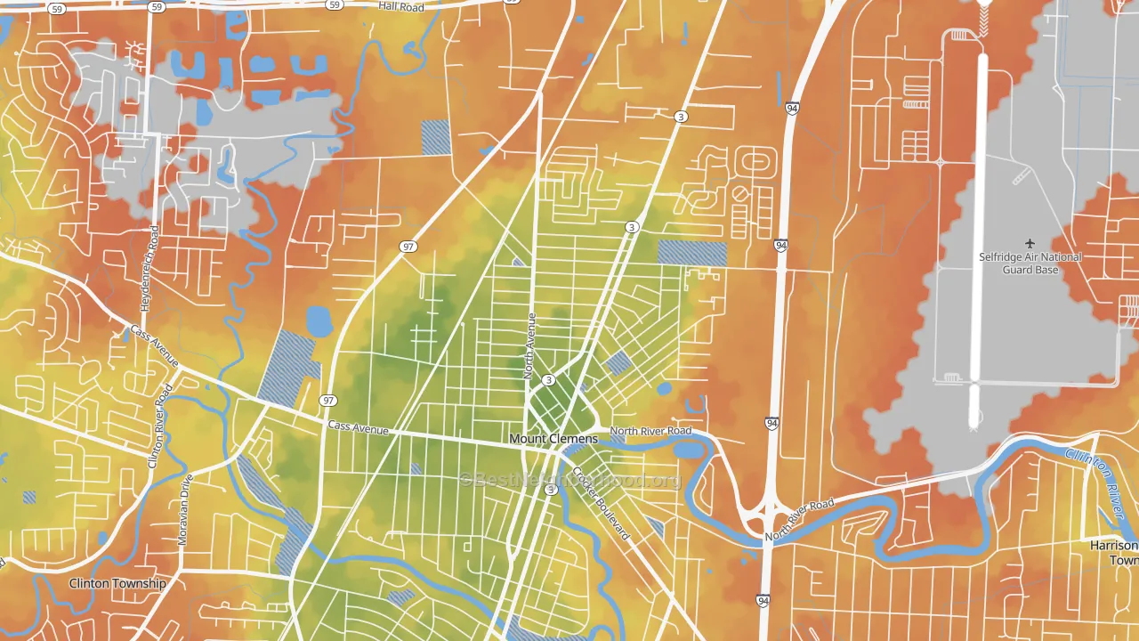Bike Grade map of Canfield Manor, Mount Clemens, MI