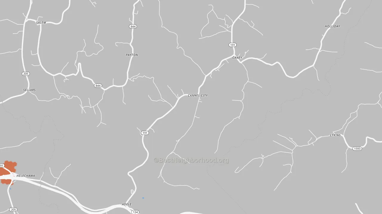 Bike Grade map of Cannel City, KY
