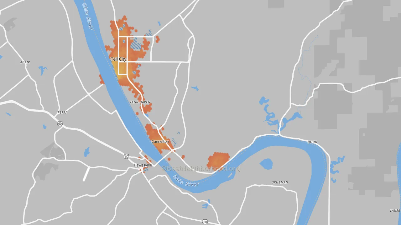 Bike Grade map of Cannelton, IN