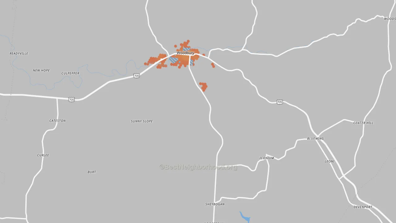 Bike Grade map of Cannon County, TN