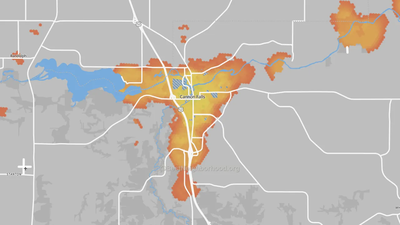 Bike Grade map of Cannon Falls, MN