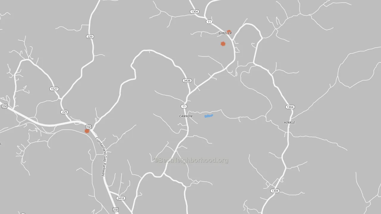 Bike Grade map of Cannon, KY