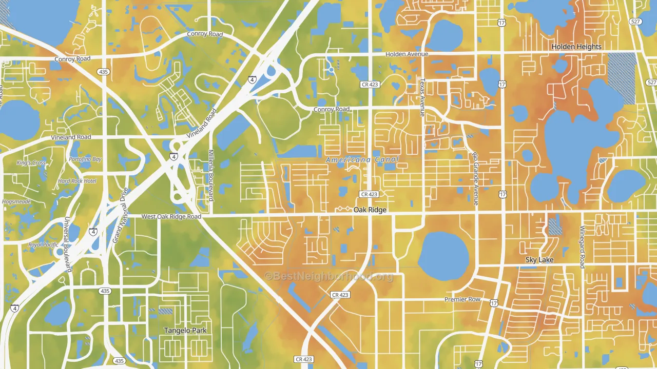 Bike Grade map of Cannongate-Orlando, Oak Ridge, FL