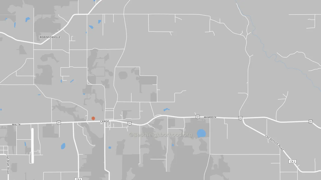 Bike Grade map of Canoe, AL