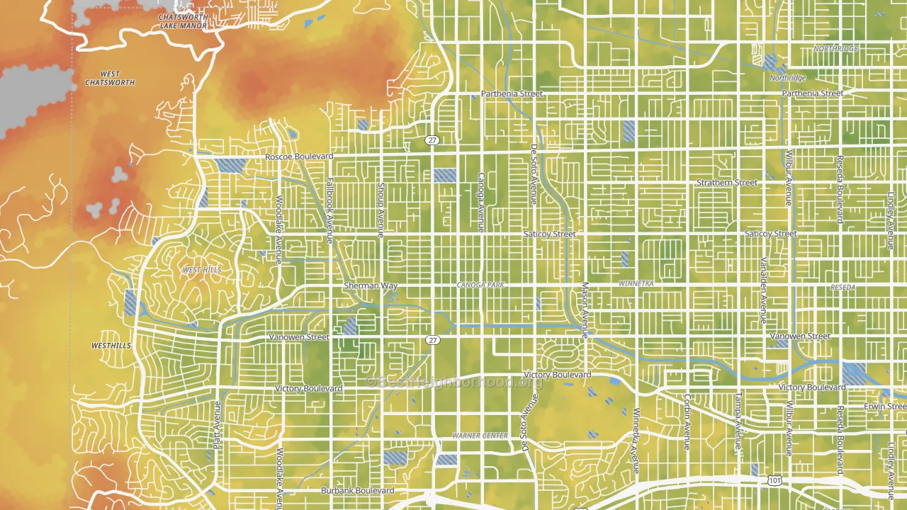 Bike Grade map of Canoga Park, CA