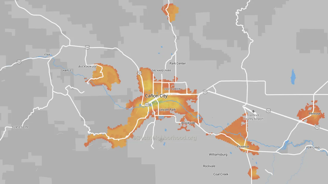 Bike Grade map of Canon City, CO