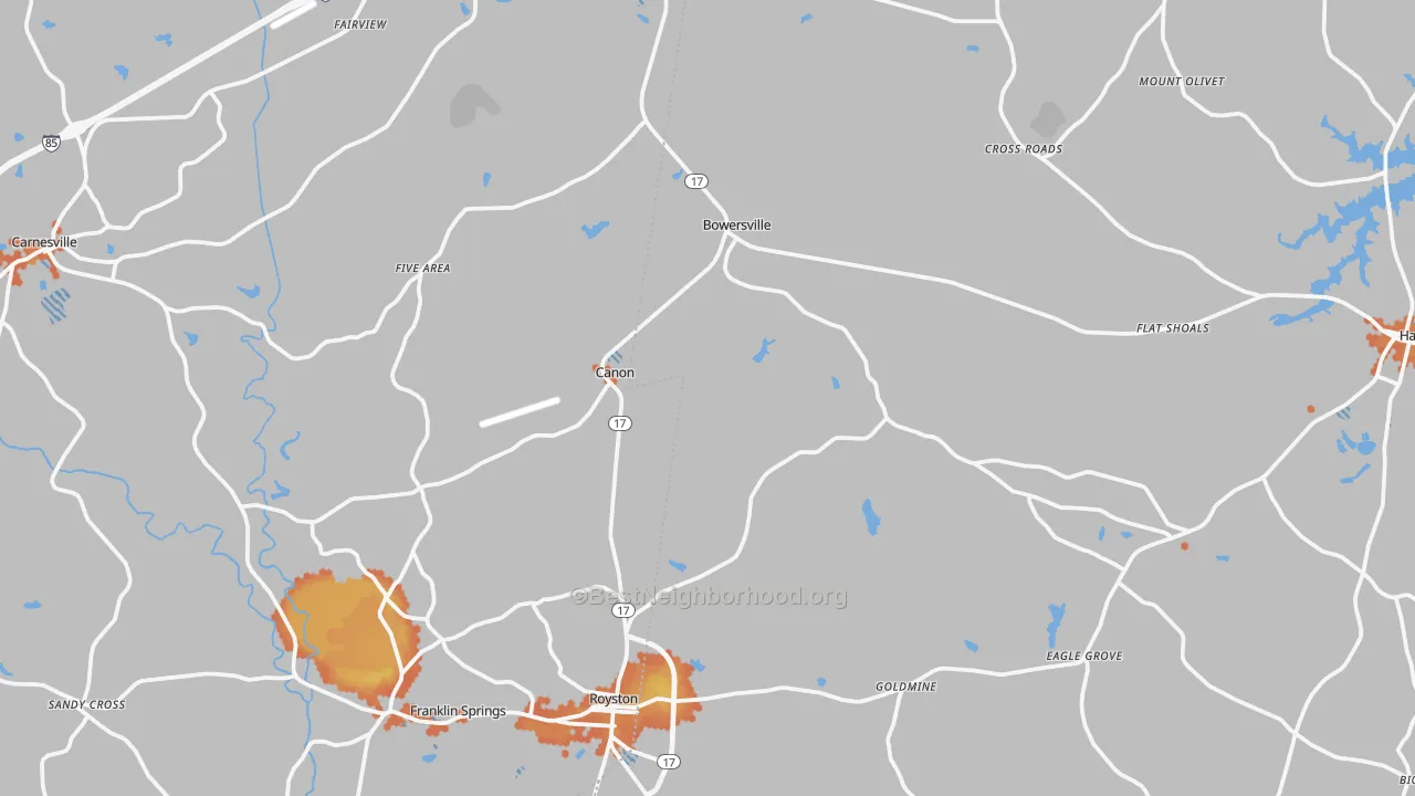Bike Grade map of Canon, GA