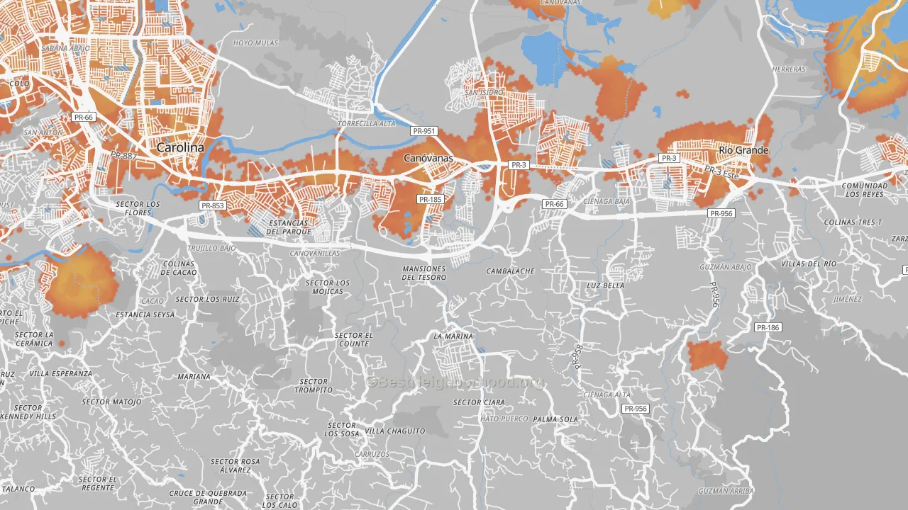Bike Grade map of Canovanas Municipio, PR