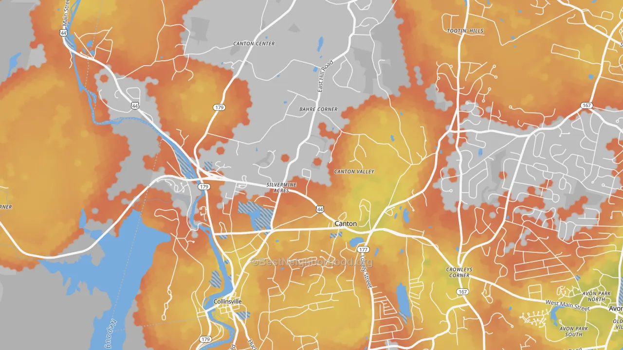 Bike Grade map of Canton, CT