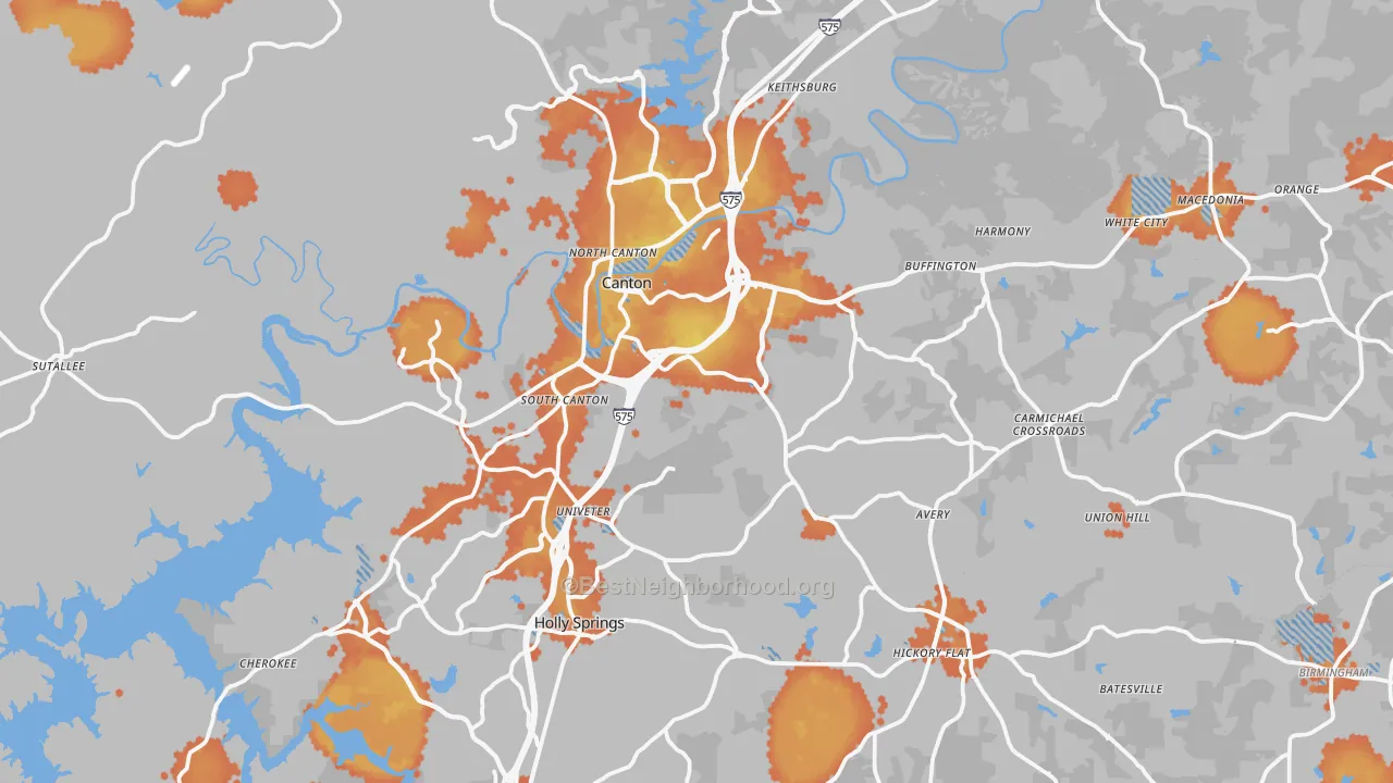 Bike Grade map of Canton, GA