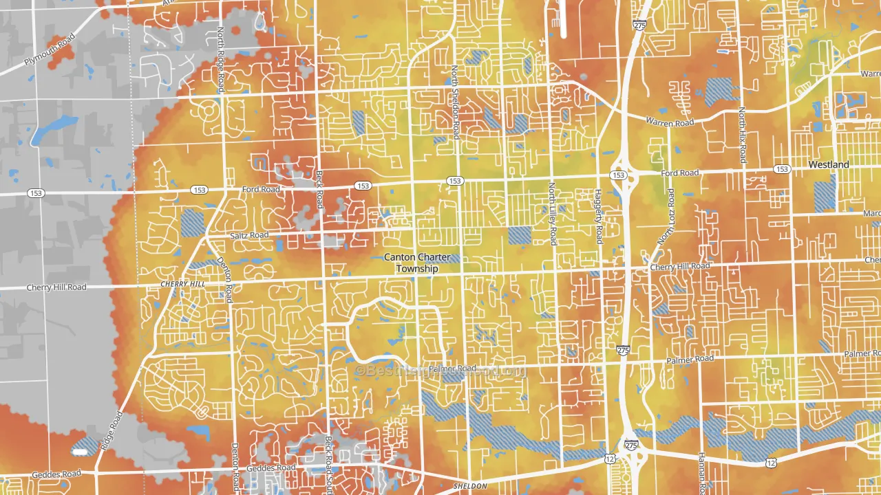 Bike Grade map of Canton, MI
