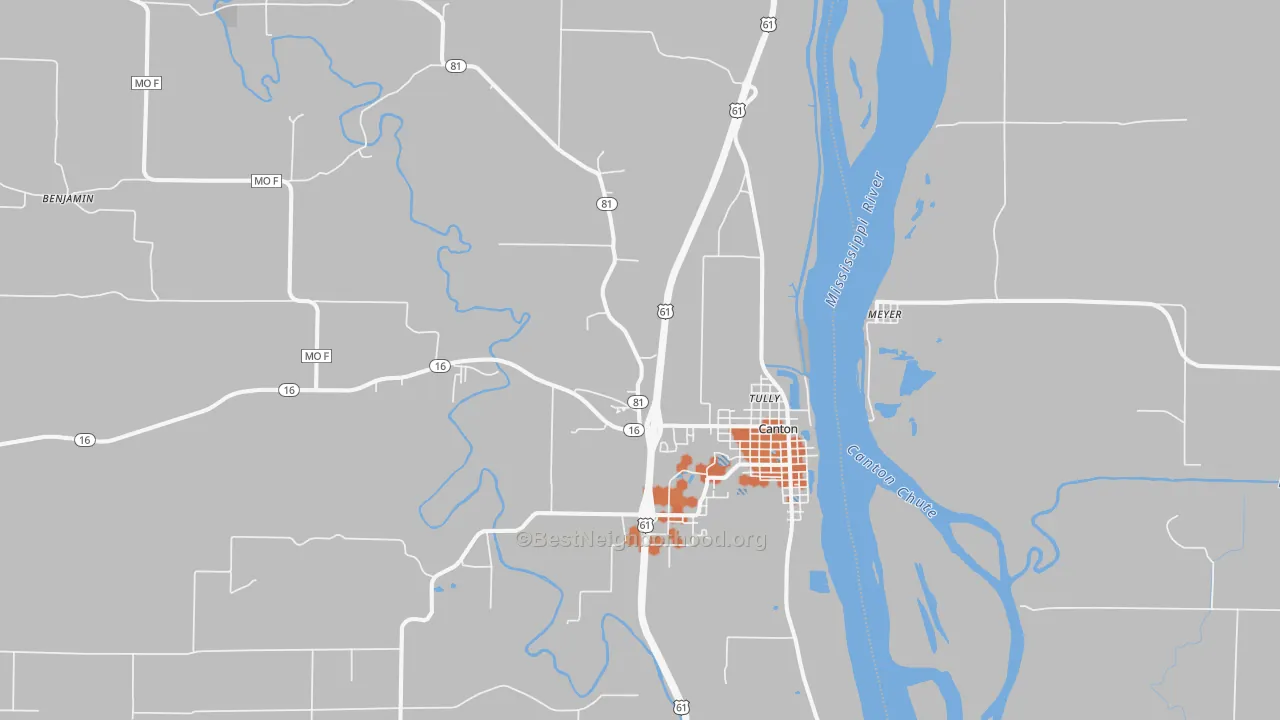 Bike Grade map of Canton, MO