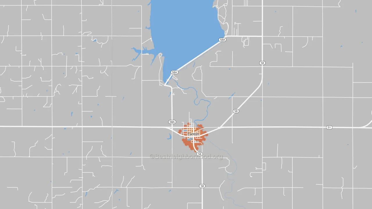 Bike Grade map of Canton, OK