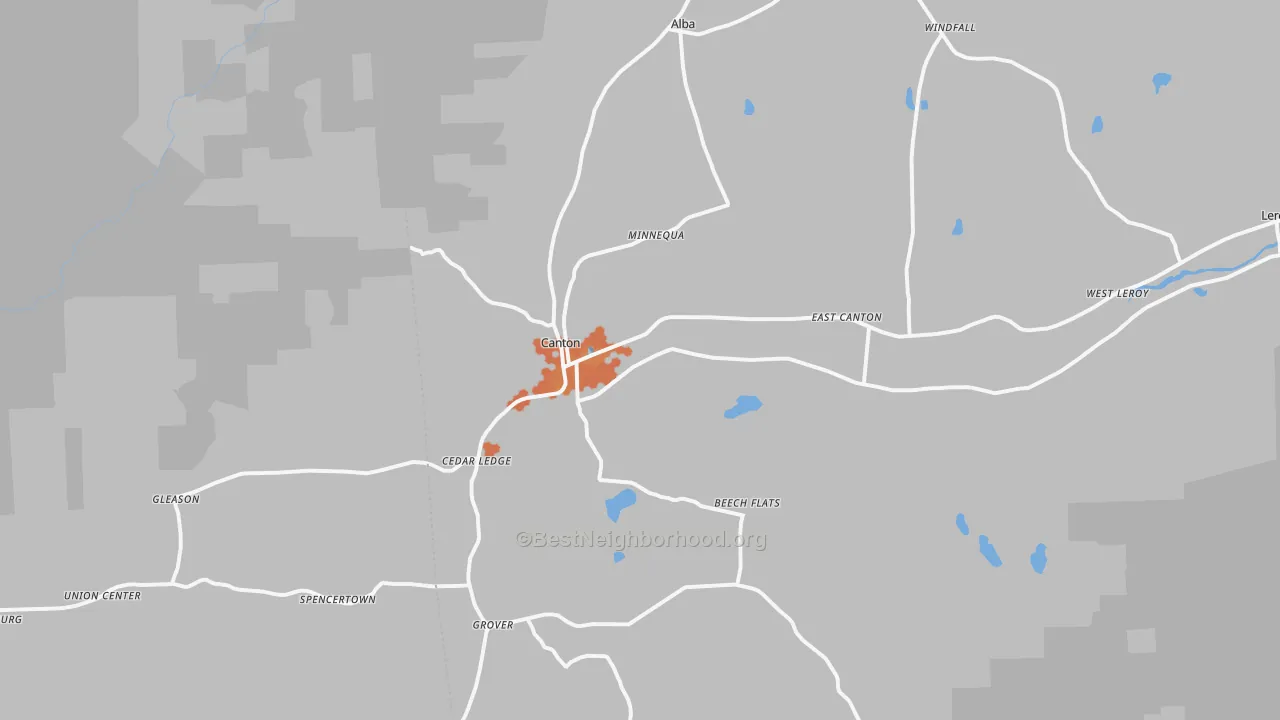 Bike Grade map of Canton, PA
