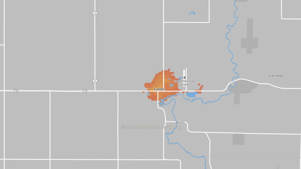 Bike Grade map of Canton, SD