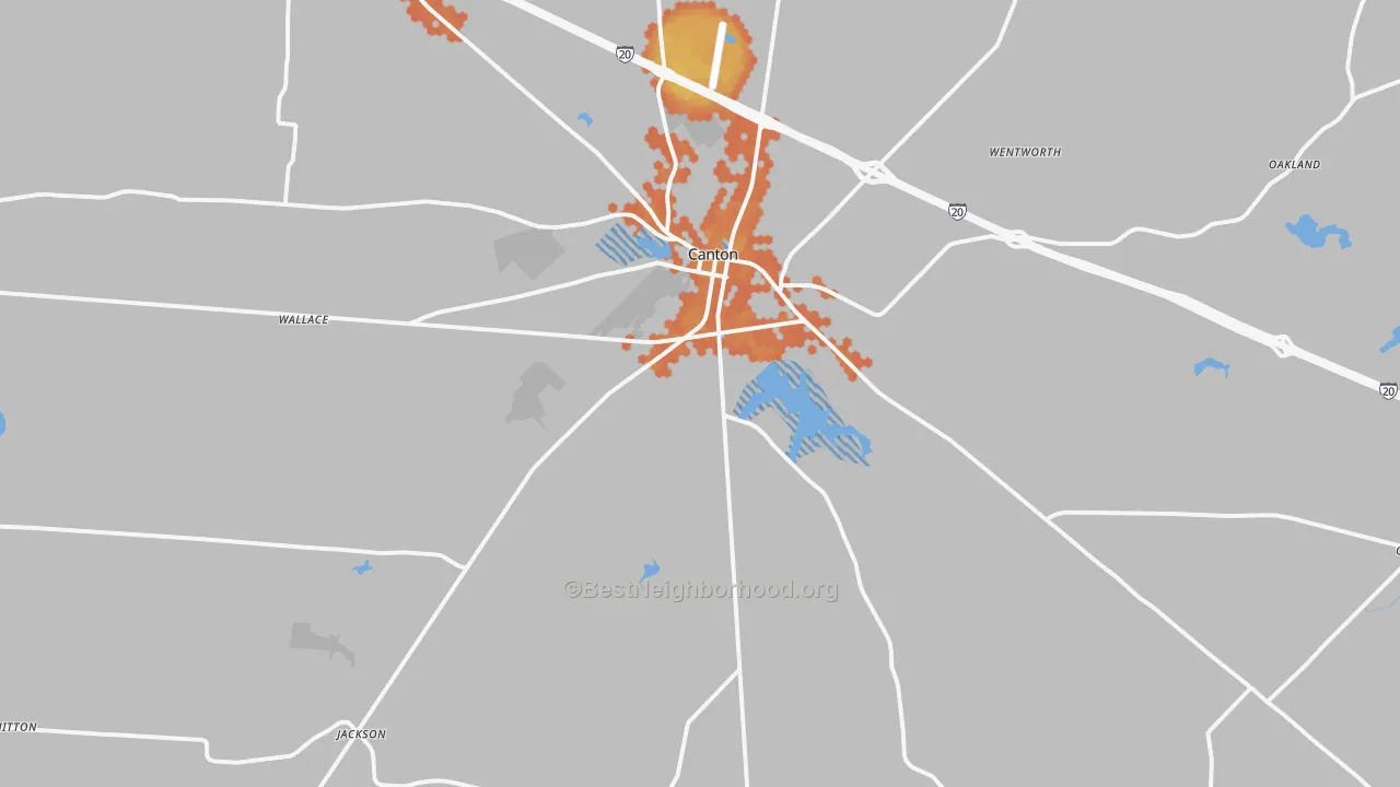 Bike Grade map of Canton, TX