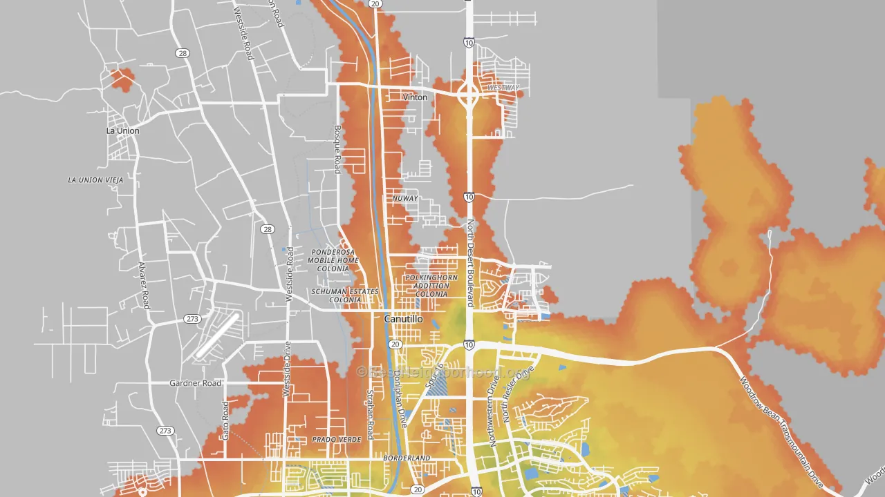 Bike Grade map of Canutillo, TX