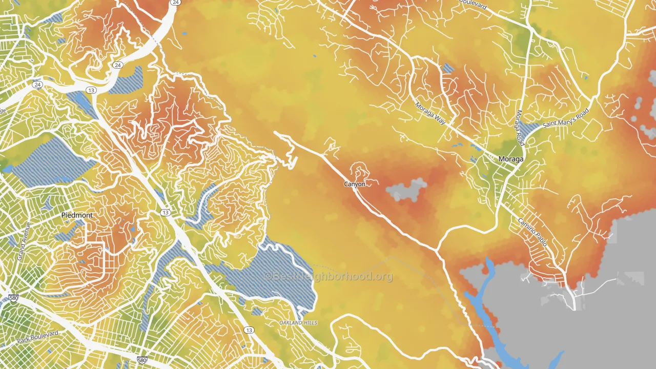 Bike Grade map of Canyon, CA