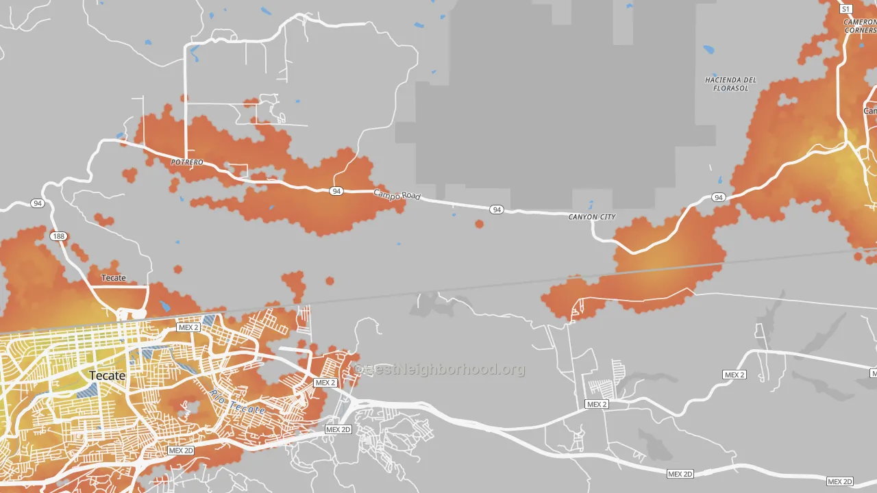 Bike Grade map of Canyon City, CA