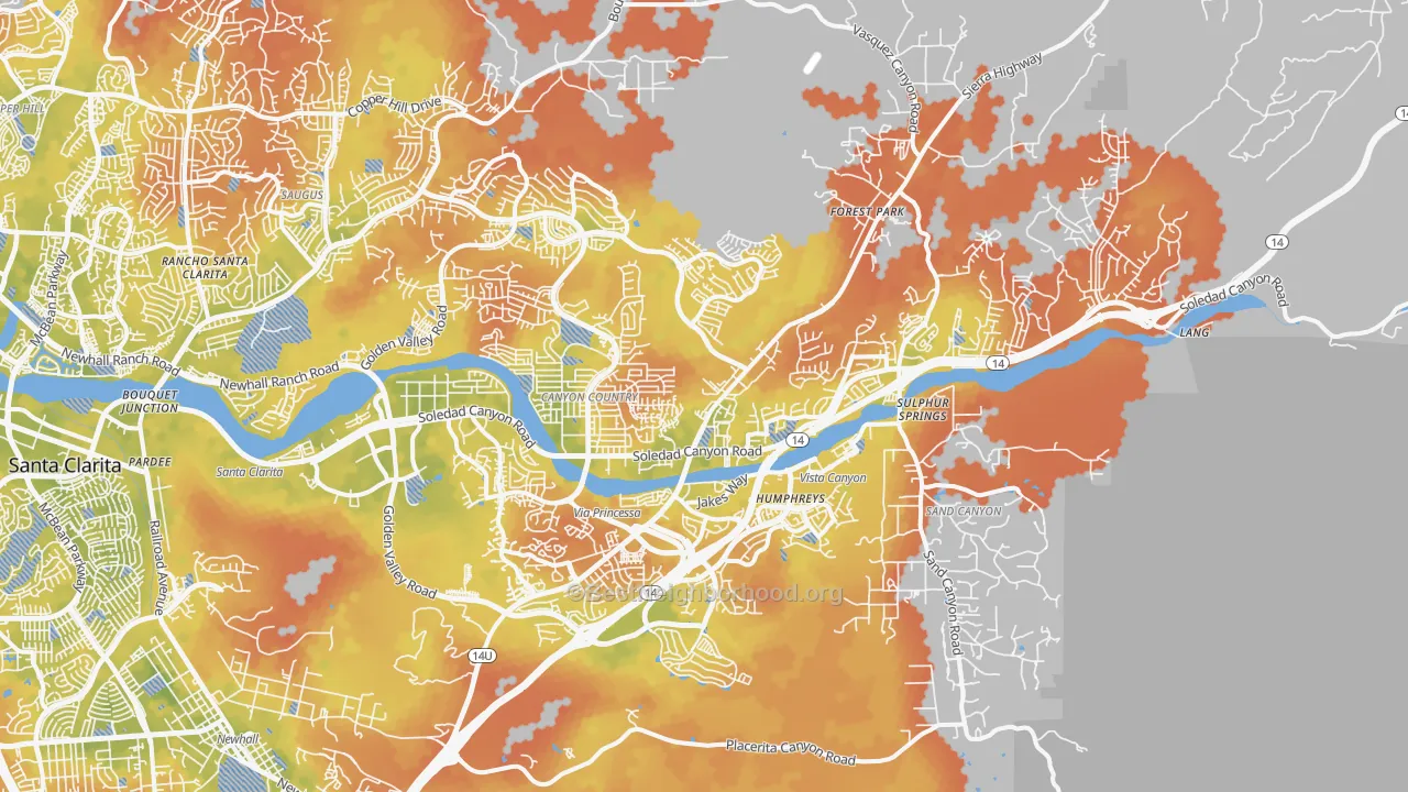 Bike Grade map of Canyon Country, CA