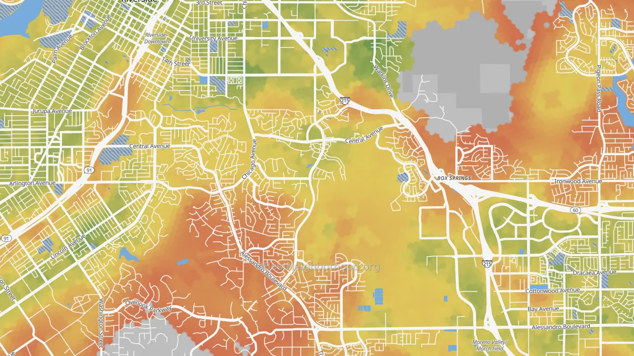 Bike Grade map of Canyon Crest, Riverside, CA