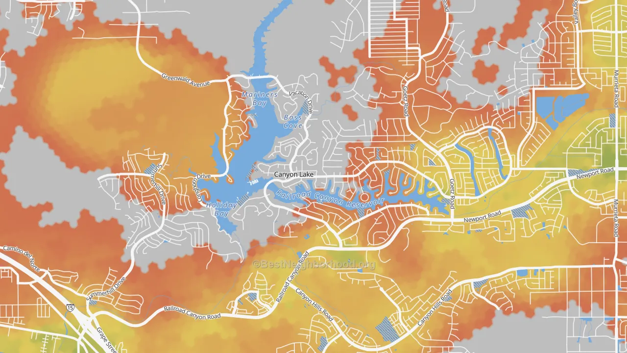 Bike Grade map of Canyon Lake, CA