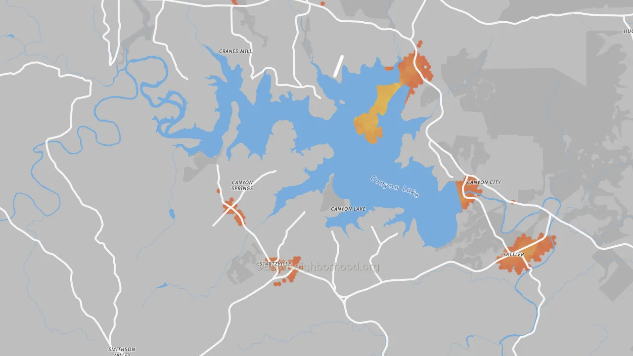 Bike Grade map of Canyon Lake, TX