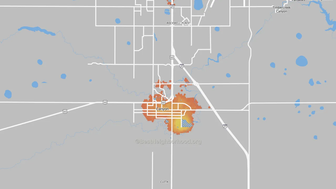 Bike Grade map of Canyon, TX