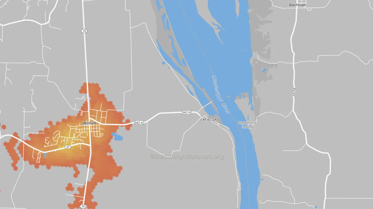 Bike Grade map of Cap au Gris, MO