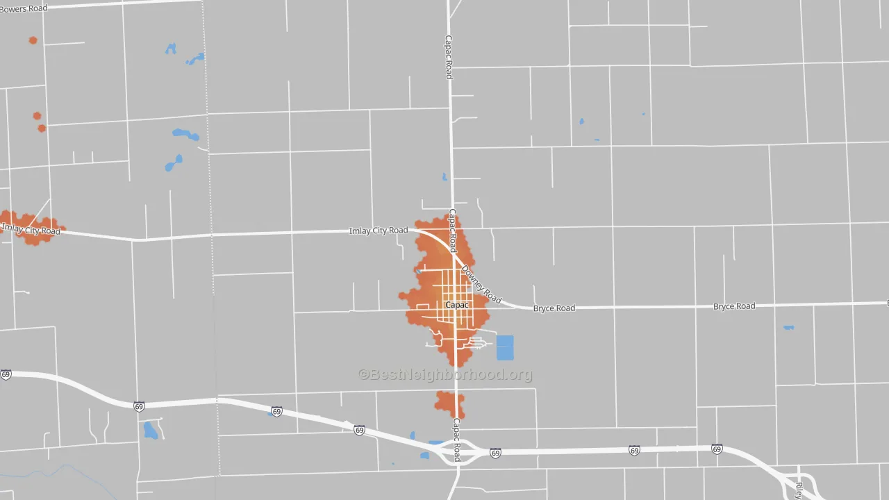 Bike Grade map of Capac, MI