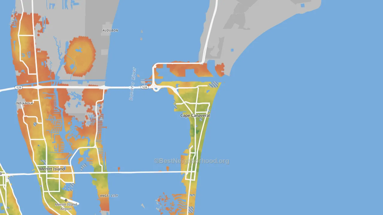 Bike Grade map of Cape Canaveral, FL