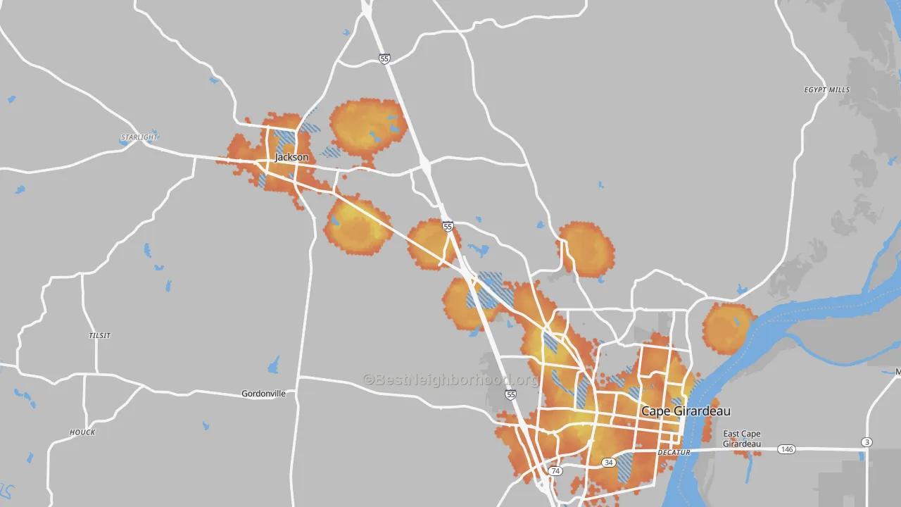 Bike Grade map of Cape Girardeau County, MO