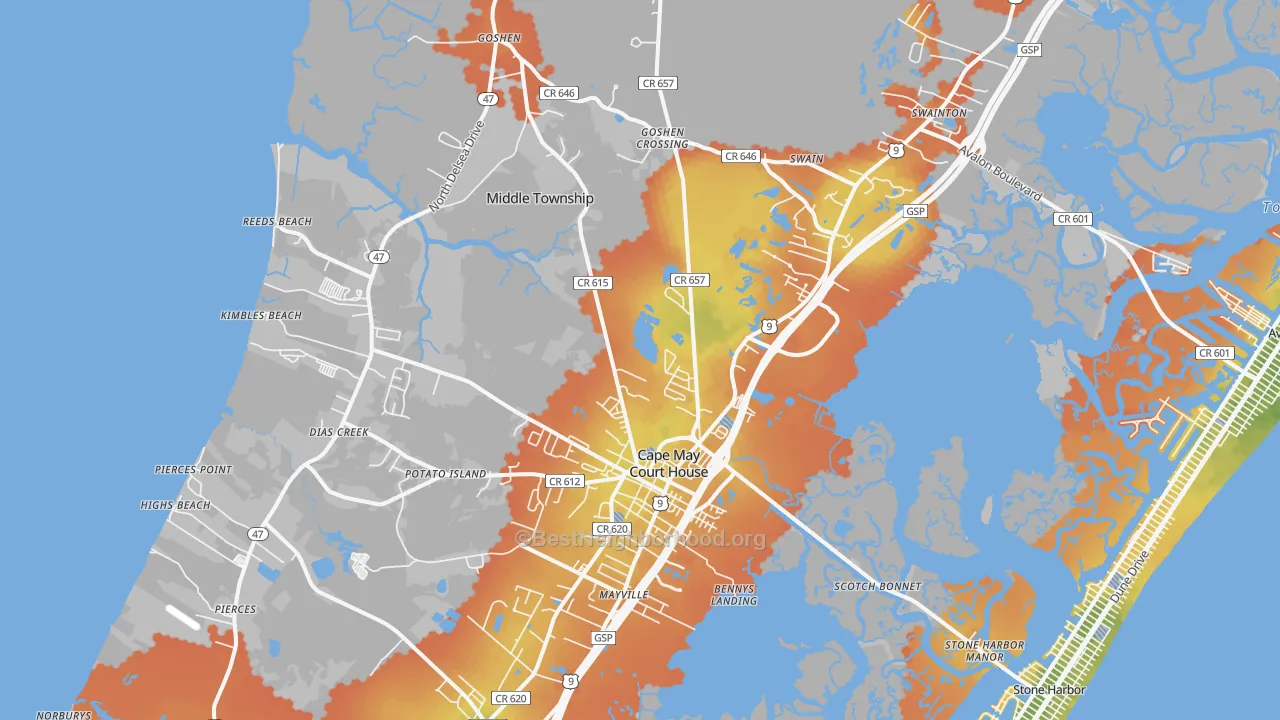 Bike Grade map of Cape May Court House, NJ